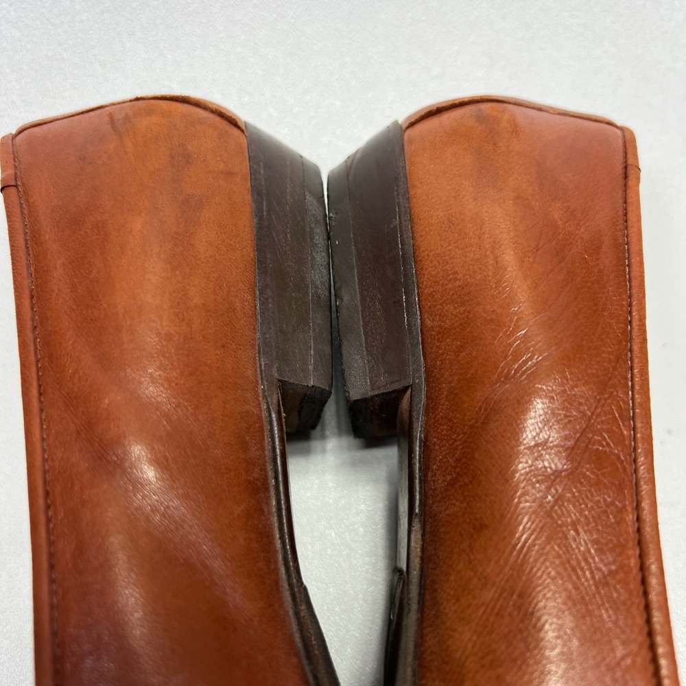 VINTAGE Bally Womens Brown Leather Crest Loafers Size 8M Italy Low Heel Flats - Picture 9 of 14